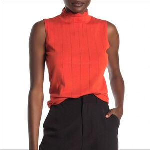 Cyrus Pointelle Scallop Mockneck Tank Top Blouse
